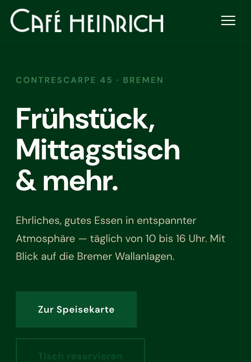 Website-Redesign Café Heinrich · Bremen