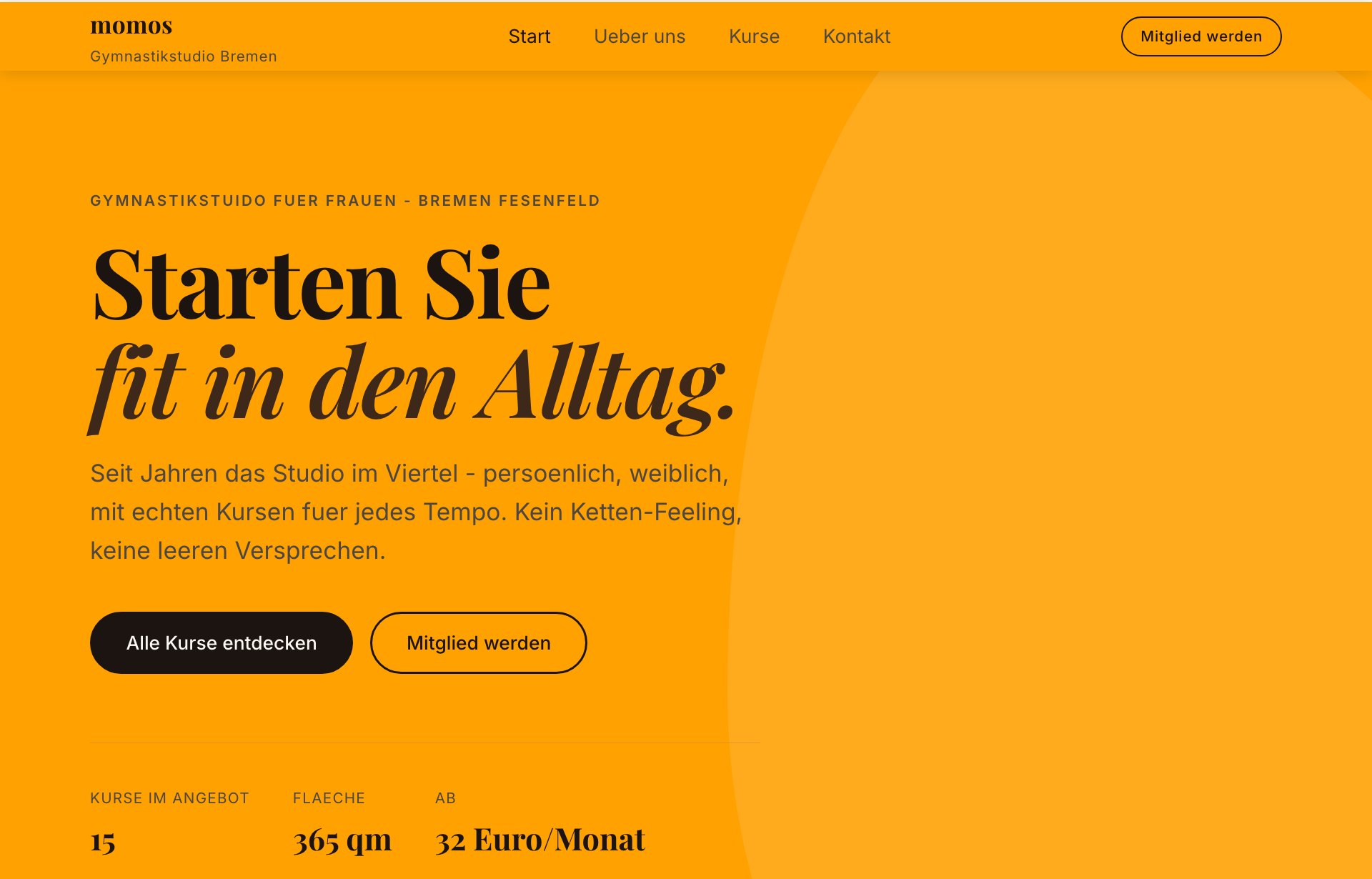 Website-Redesign momo's Gymnastikstudio