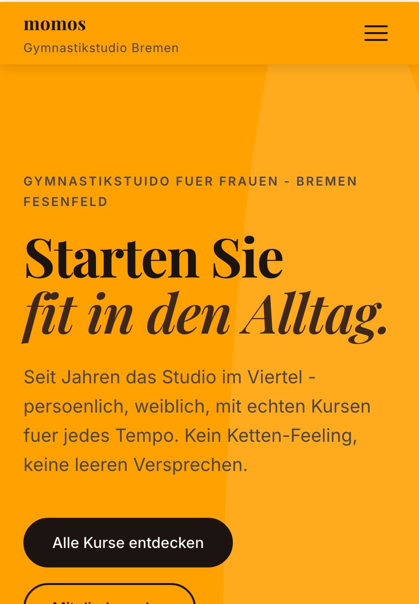 Website-Redesign momo's Gymnastikstudio